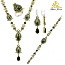 Gümüş Otantik Taşlı Set